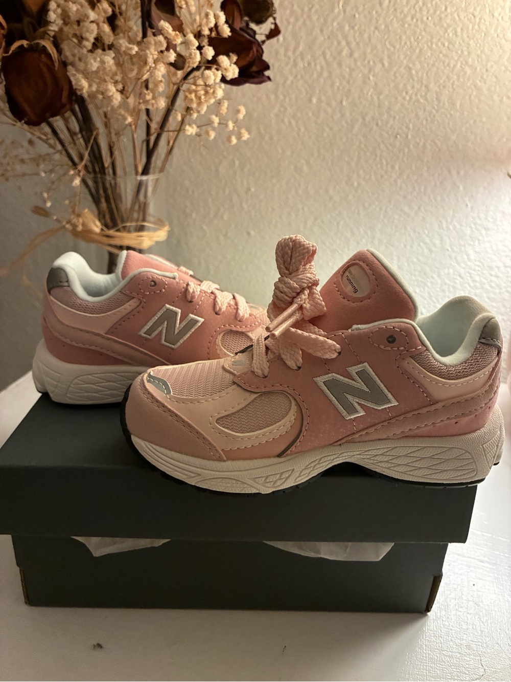 New Balance Kids Pink and White Athletic Sneakers